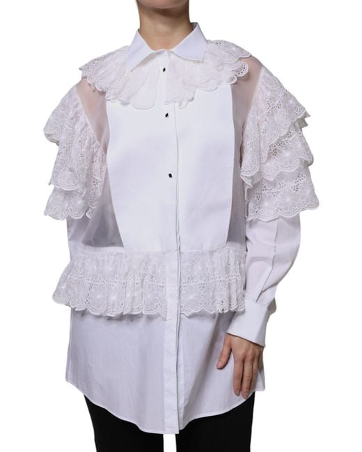Dolce & Gabbana Blue Cotton Poplin Shirt Dress Blouse Top