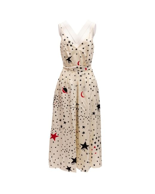 Valentino Garavani Metallic Midi With And Stars Dress