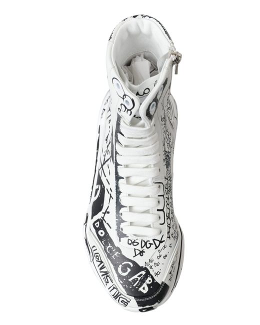 Dolce & Gabbana White Black Graffiti Daymaster Sneakers Shoes main image 1
