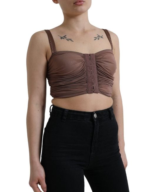 Dolce & Gabbana Black Viscose Bustier Sleeveless Cropped Top