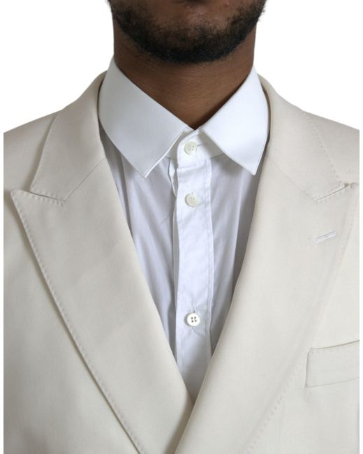 Dolce & Gabbana White Wool Martini Double Breasted Blazer for men