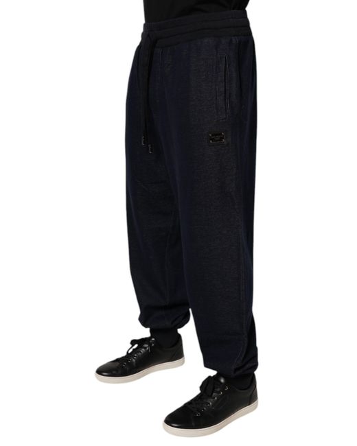 Dolce & Gabbana Black Jacquard Cotton Jogger Sweatmen's Pants for men