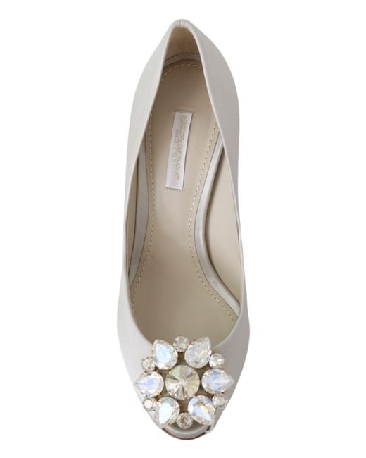Dolce & Gabbana Black Crystals Peep Toe Heels Satin Pumps Shoes Viscose Silk