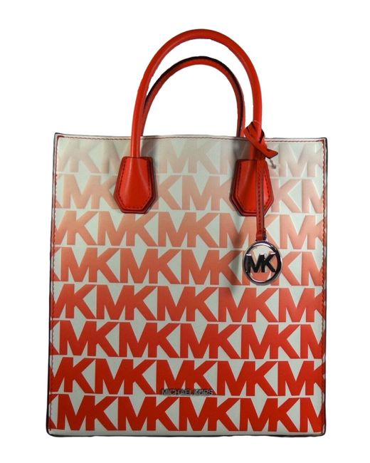 Michael Kors Mercer Ns Shopper Vegan Leather Satchel Bag in Red Lyst
