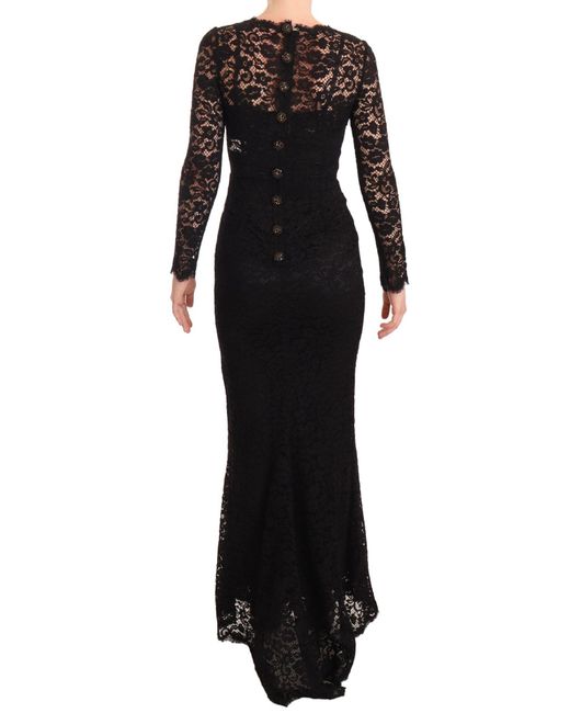 Dolce & Gabbana Black Lace Maxi Dress Floral Evening Gown