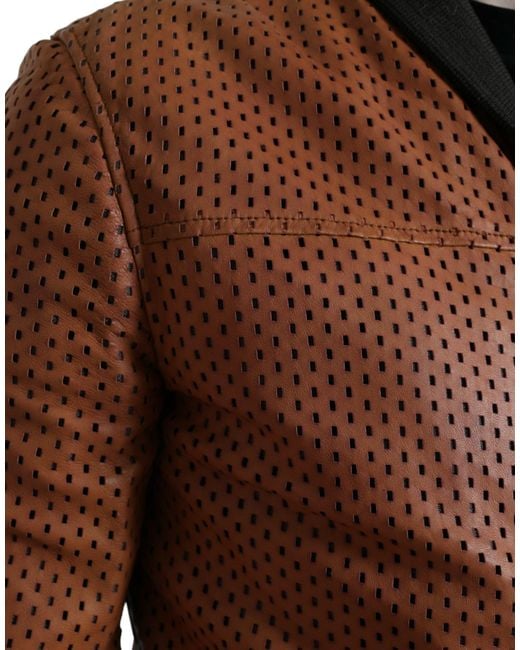 Dolce & Gabbana Black Lambskin Leather Perforated Jacket for men