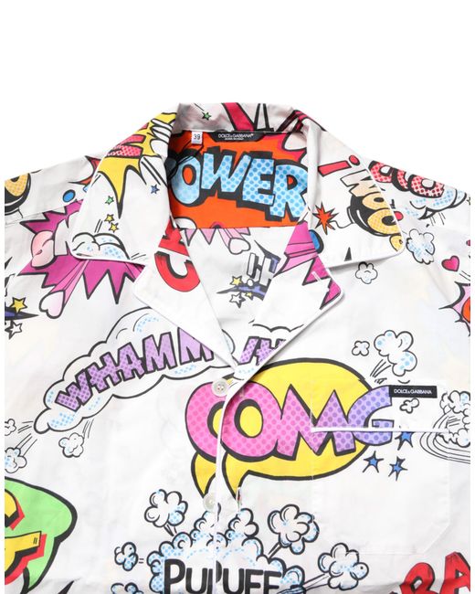 Dolce & Gabbana White Cartoon Print Cotton Pajama Set Sleepwear for men