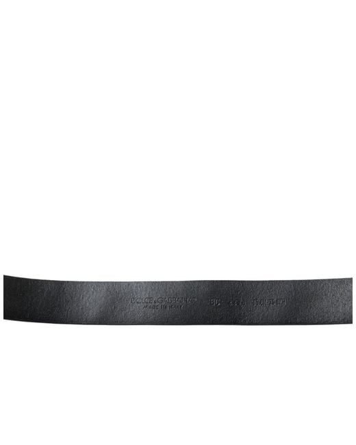 Dolce & Gabbana Black Embellished Leather Engraved Buckle Belt