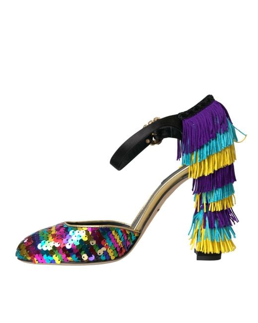 Dolce & Gabbana Black Sequin Crystal Mary Jane Shoes