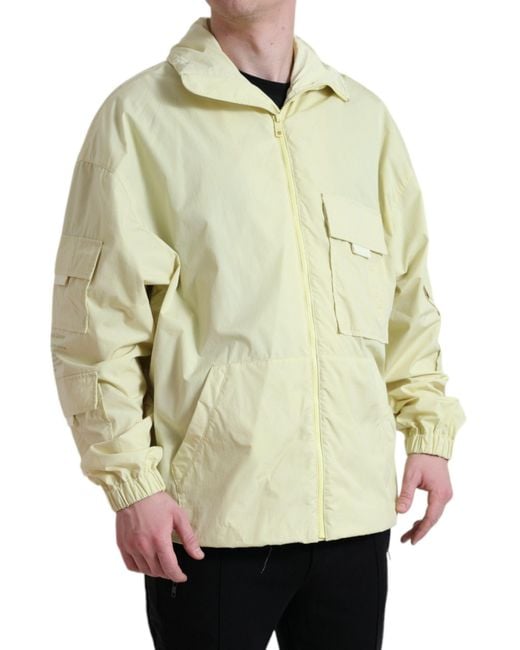 Dolce & Gabbana Gray Nylon Collared Full Zip Parka Jacket for men