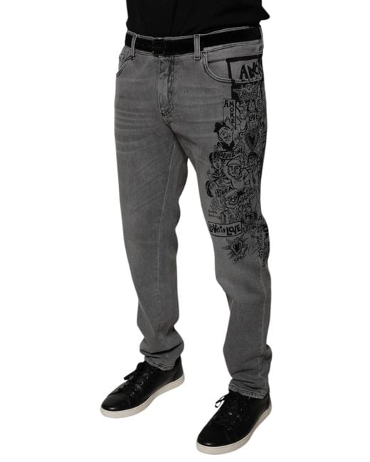 Dolce & Gabbana Gray Straight Jeans Love Is Style for men