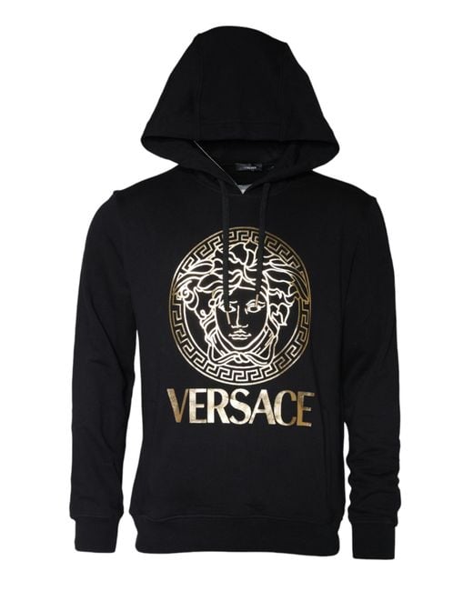 Versace Black Medusa Print Cotton Hoodiepullover Sweatshirt Sweater for men