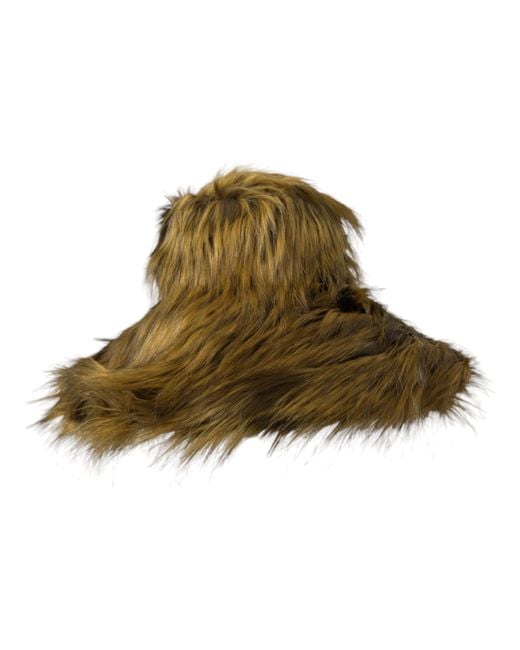 Dolce & Gabbana Green Modacrylic Faux Fur Bucket Hat