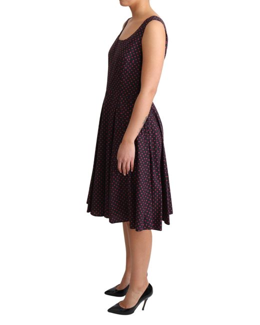 Dolce & Gabbana Purple Polka Cotton A-Line Gown Dress