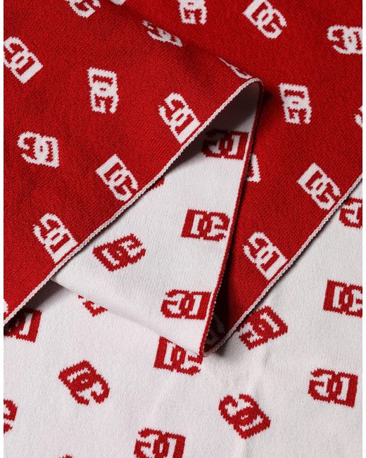 Dolce & Gabbana Red Logo Print Foulard 201Cm X 40.5Cm Scarf for men