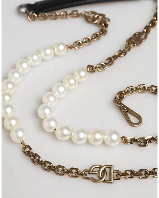 Dolce & Gabbana White Leather Chain Bag Accessory Shoulder Strap