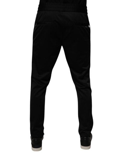Dolce & Gabbana Black Track Pants Side Stripes for men
