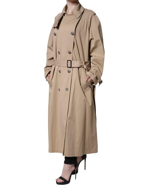 Dolce & Gabbana Natural Double Breasted Trench Coat Jacket