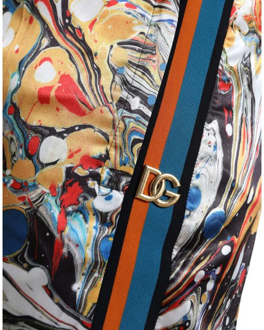 Dolce & Gabbana Multicolor Marble Print Satin Pants for men