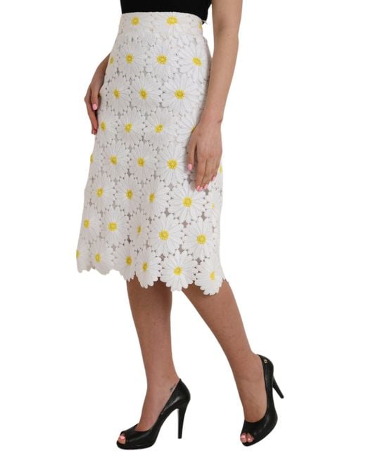 Dolce & Gabbana Multicolor Floral Pencil Straight Lace Skirt