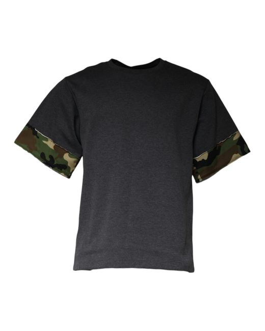 Dolce & Gabbana Black Camouflage Crew Neck T-Shirt for men