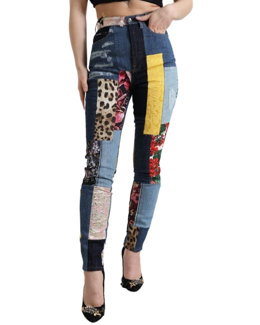 Dolce & Gabbana Blue Patchwork Grace Skinny Denim Jeans