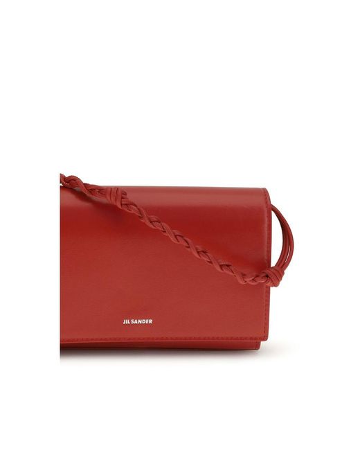 Jil Sander Red Calf Leather Bos Taurus Wallet