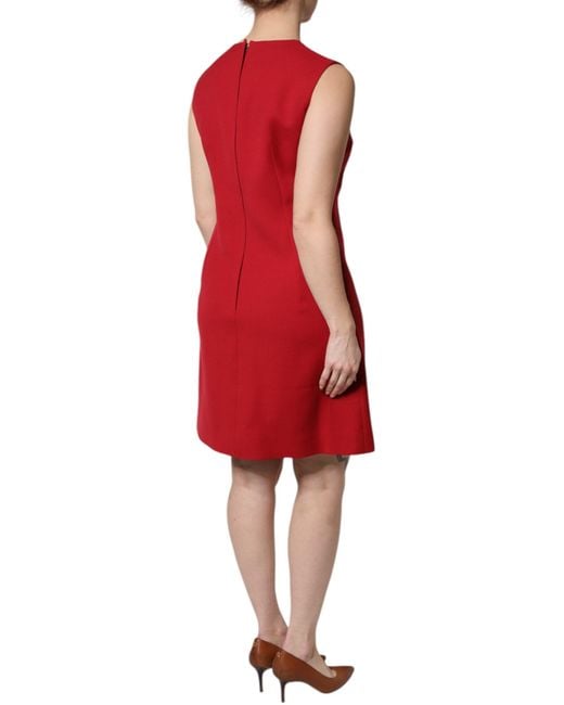 Dolce & Gabbana Red Wool Sleeveless Knee Length A-Line Dress