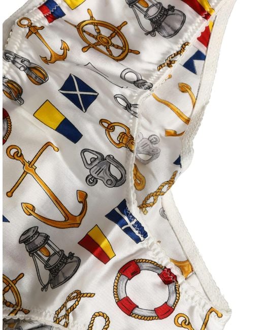 Dolce & Gabbana White Sailor Print Polyester Bottoms Underwear