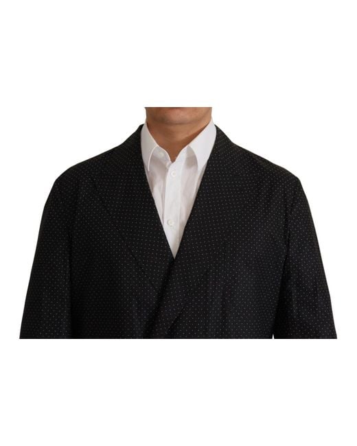 Dolce & Gabbana Black Polka Dot Slim Double-Breasted Blazer for men