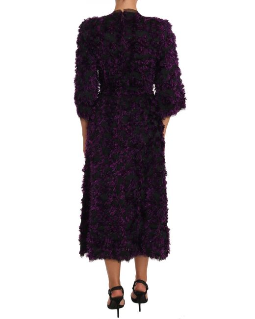 Dolce & Gabbana Blue Fringe Midi Sheath Dress