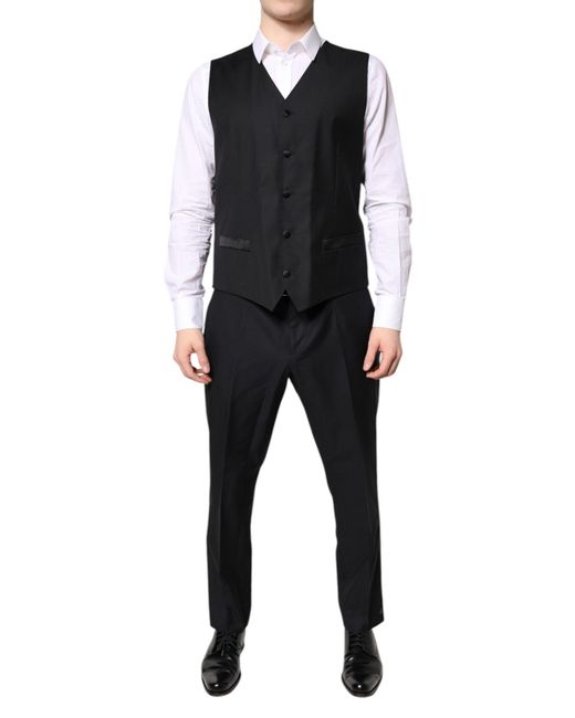 Dolce & Gabbana Black Double Breasted Formal 3 Piece Suit for men