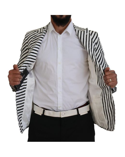 Dolce & Gabbana Gray Striped Slim Fit Jacket Blazer for men