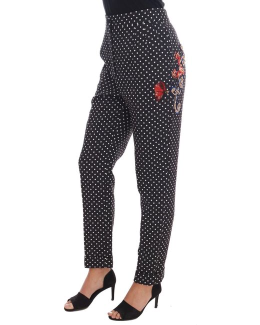 Dolce & Gabbana Black Polka Dot Sicily Crystal Pants