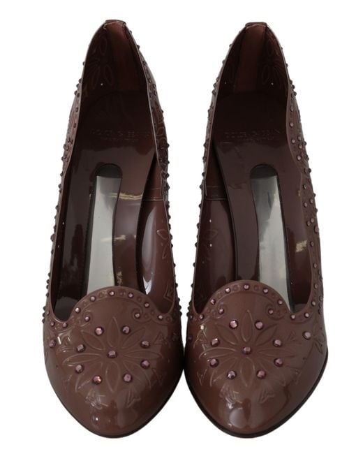 Dolce & Gabbana Black Floral Crystal Heels Cinderella Shoes Pvc