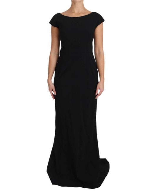 Dolce & Gabbana Black Stretch Fit Flare Gown Maxi