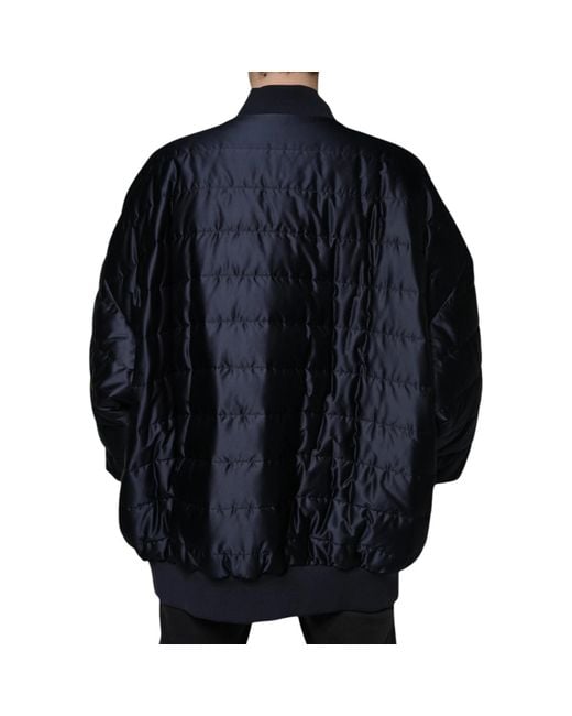 Dolce & Gabbana Black Dark Quilted Full Zip Bomber Jacket for men