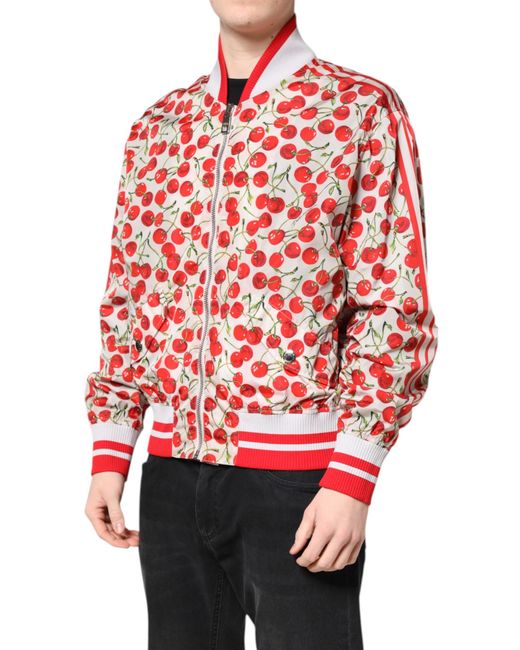 Dolce & Gabbana Red Cherry Print Bomber Jacket for men