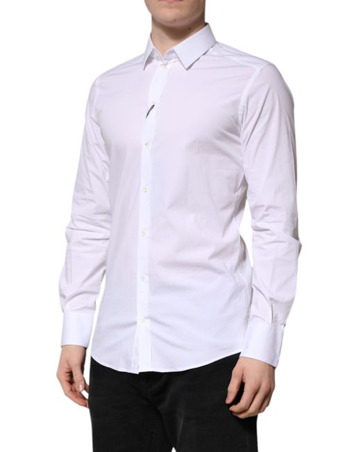 Dolce & Gabbana White Cotton Long Sleeves Formal Shirt for men