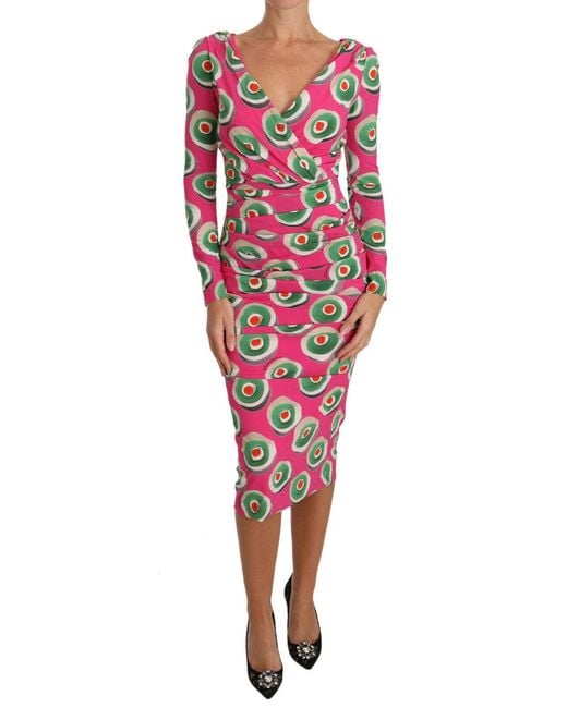 Dolce & Gabbana Silk Sheath Stretch Dress Pink Dr2016