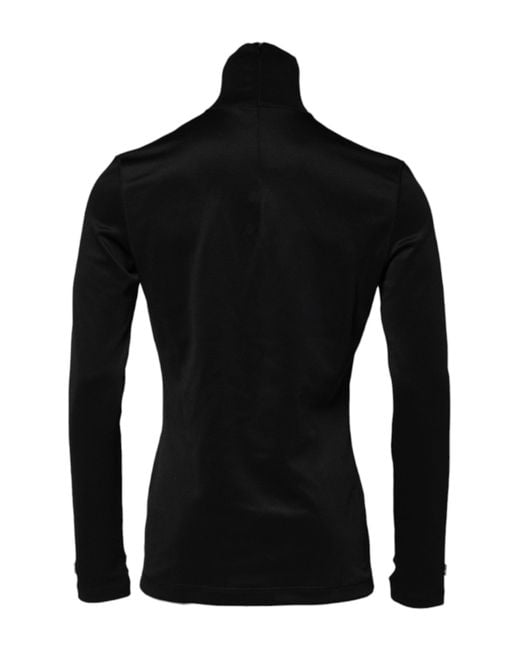 Dolce & Gabbana Black Polyester Turtleneck Pullover Sweater for men