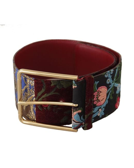 Dolce & Gabbana Embroidered Leather Logo Metal Buckle Belt
