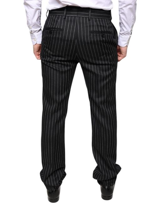 Dolce & Gabbana Black Stripes Skinny Dress Pants for men