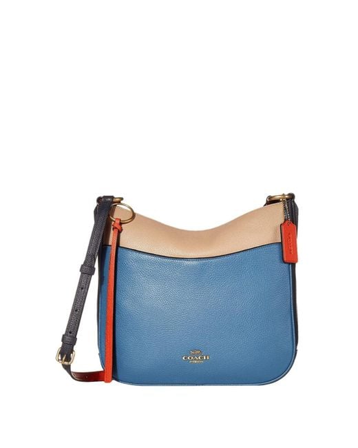 COACH 38696 Chaise Polished Pebble Colorblock Leather Crossbody