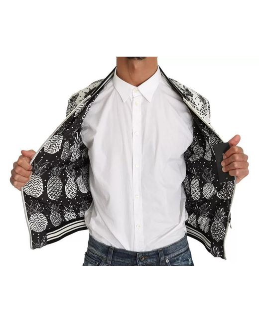 Dolce & Gabbana Gray Pineapple Print Bomber Jacket Model Jkt2257 for men