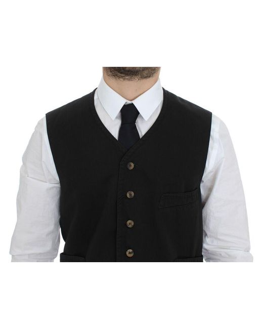 Dolce & Gabbana Metallic Cotton Blend Dress Vest Gilet for men