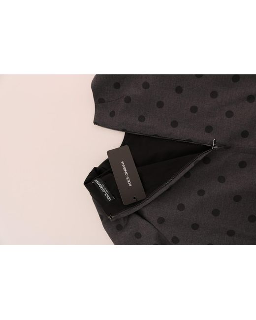 Dolce & Gabbana Multicolor Grey Polka Dotted Sheath Wool Dress