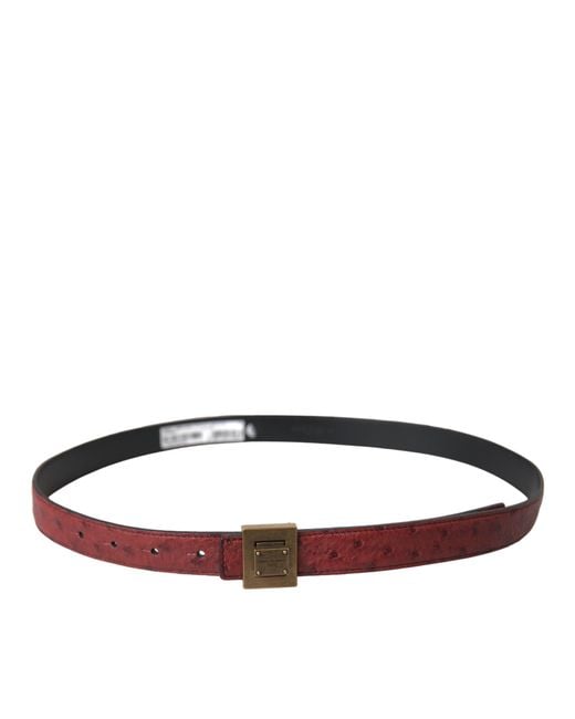 Dolce & Gabbana Brown Leather Square Metal Buckle Belt