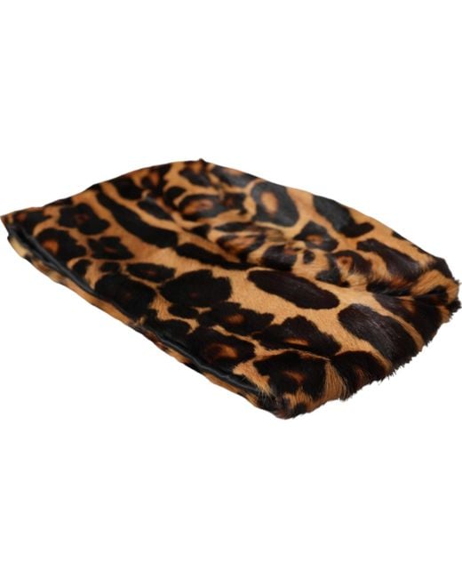 Dolce & Gabbana Brown Leopard Fur Bucket Hat