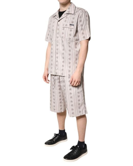 Dolce & Gabbana Natural Floral Print Cotton Pajama Set Sleepwear for men